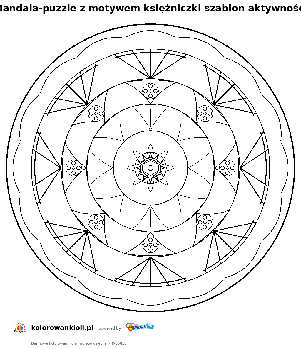 Kolorowanka — Mandala-puzzle z motywem księżniczki szablon aktywności