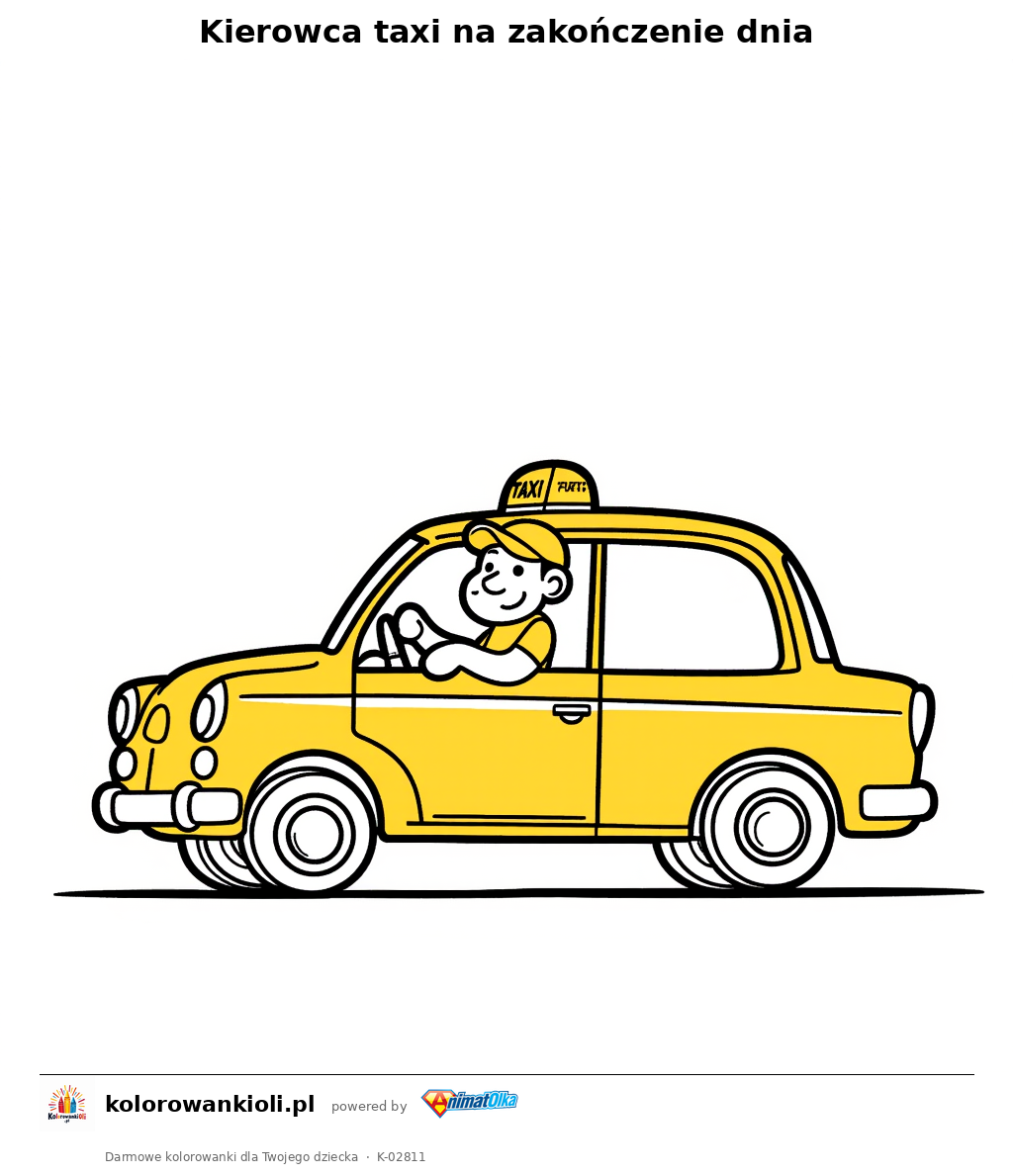Kolorowanka — Kierowca taxi na zakończenie dnia