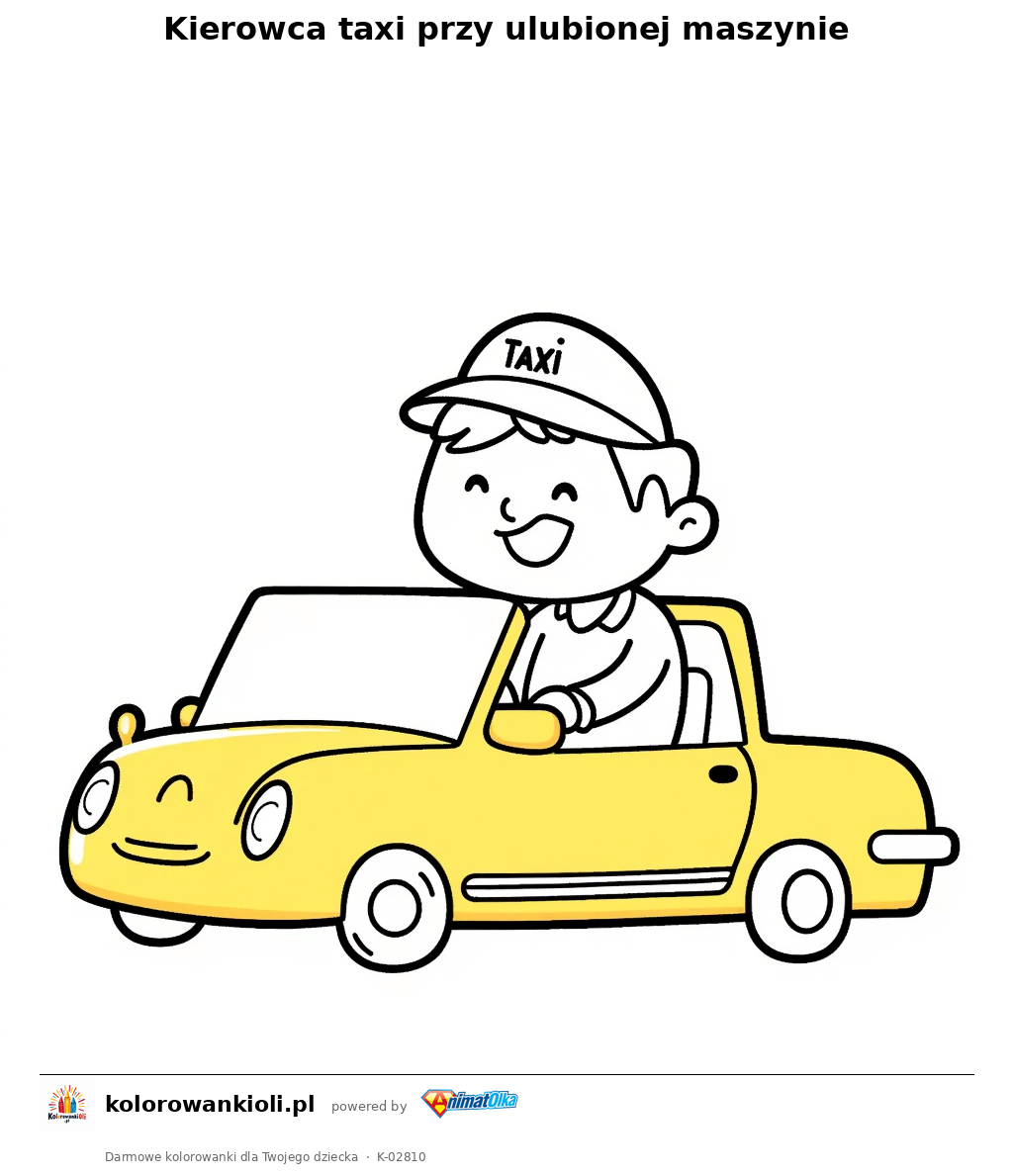 Kolorowanka — Kierowca taxi przy ulubionej maszynie