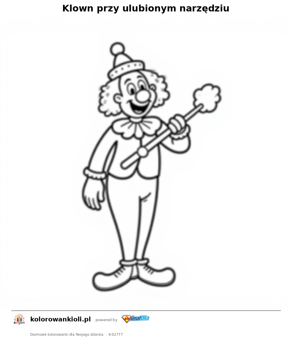 Kolorowanka — Klown przy ulubionym narzędziu