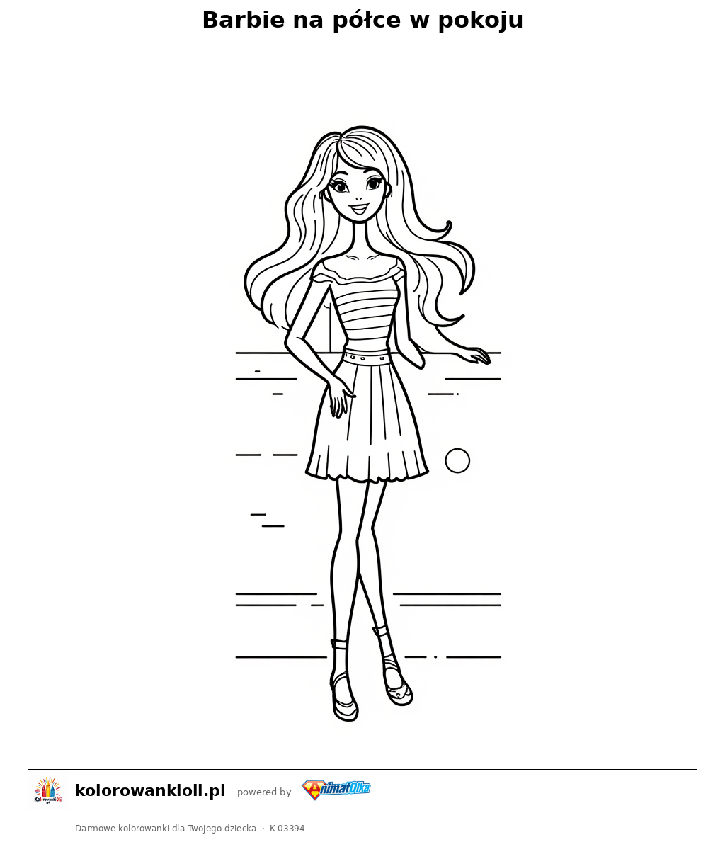 Kolorowanka — Barbie na półce w pokoju
