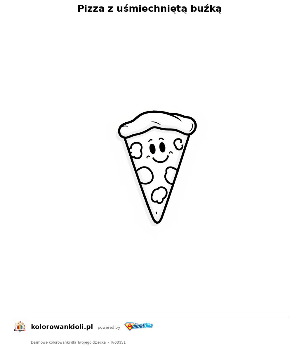Kolorowanka — Pizza z uśmiechniętą buźką