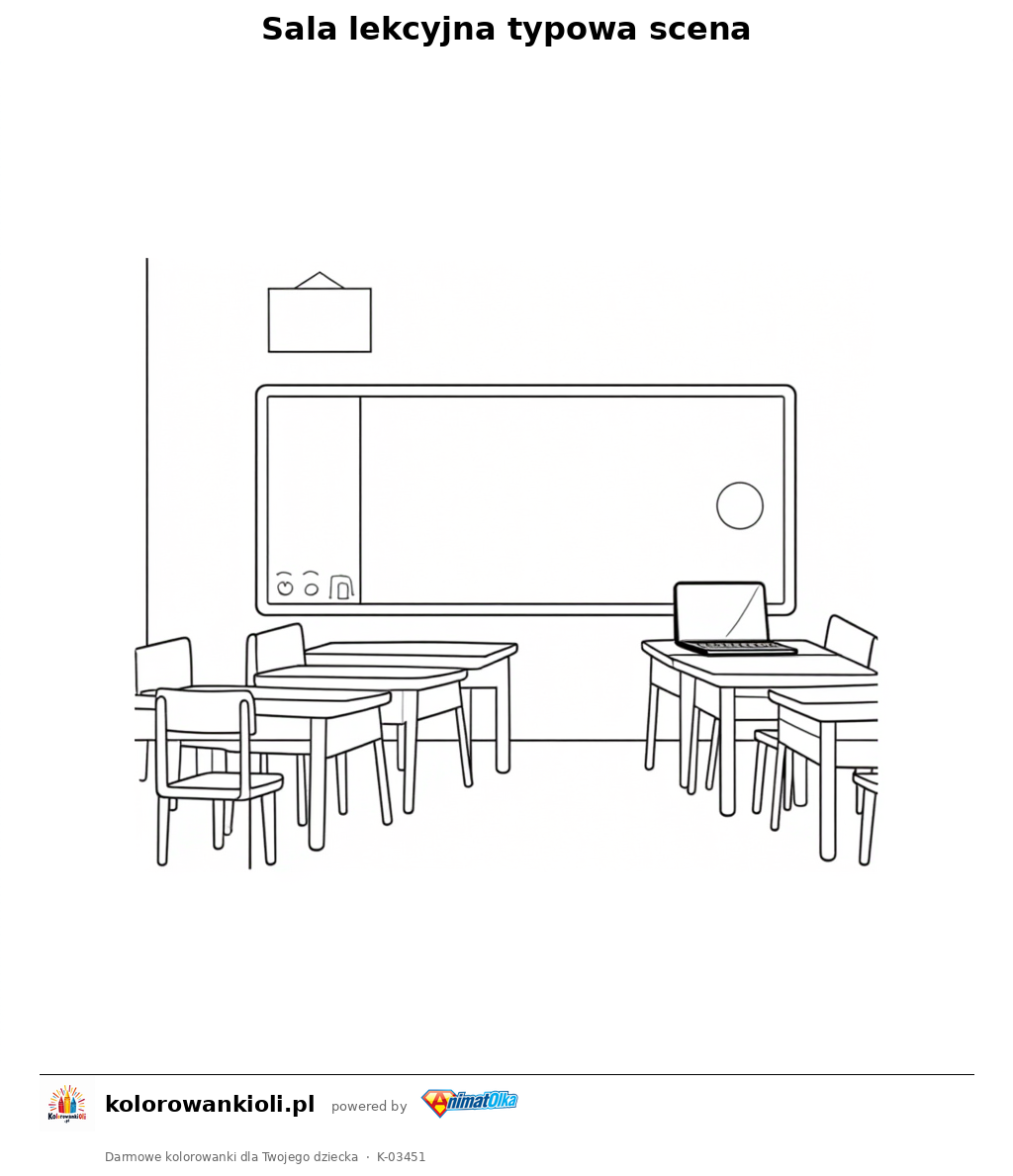 Kolorowanka — Sala lekcyjna typowa scena