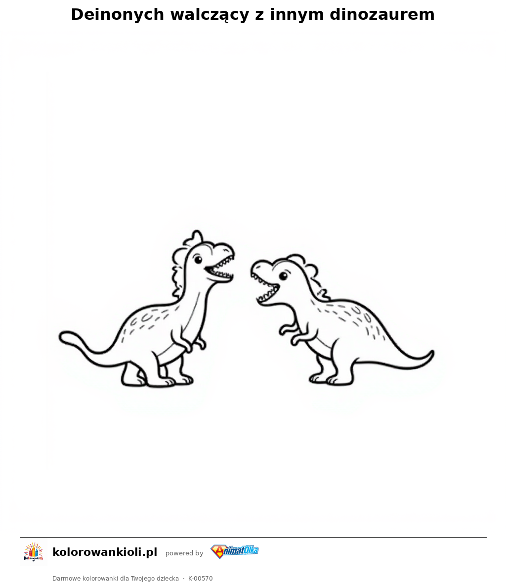 Kolorowanka — Deinonych walczący z innym dinozaurem