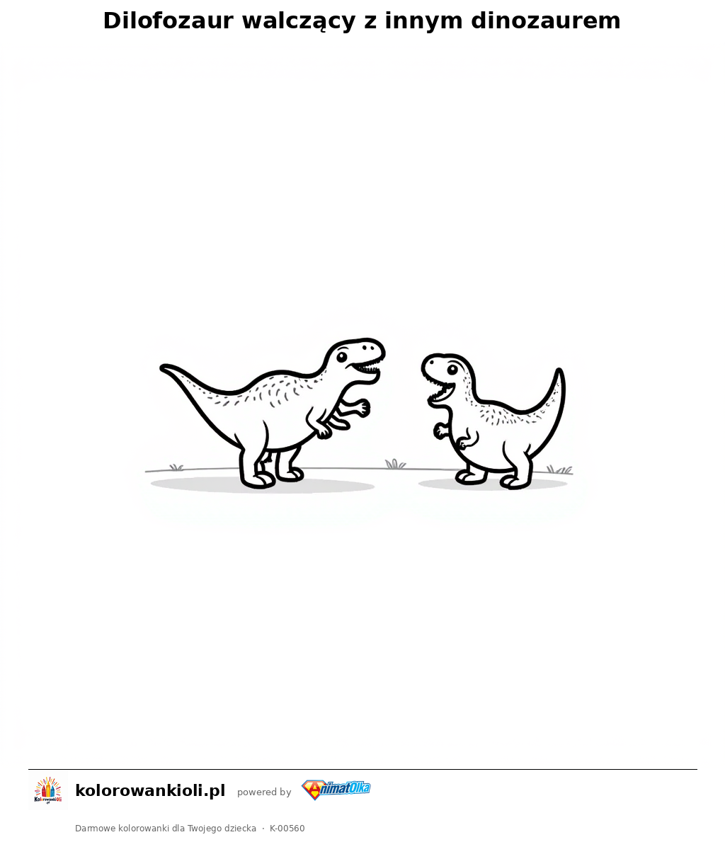 Kolorowanka — Dilofozaur walczący z innym dinozaurem