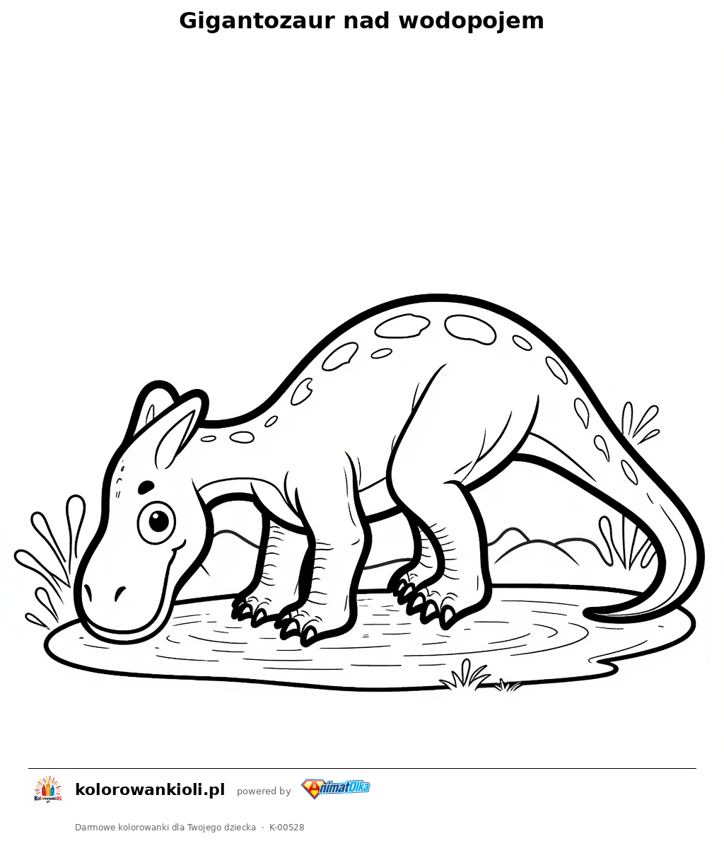 Kolorowanka — Gigantozaur nad wodopojem
