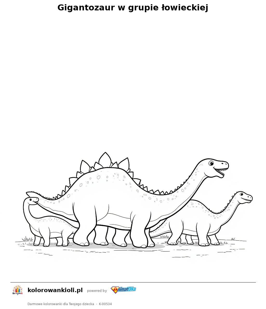 Kolorowanka — Gigantozaur w grupie łowieckiej