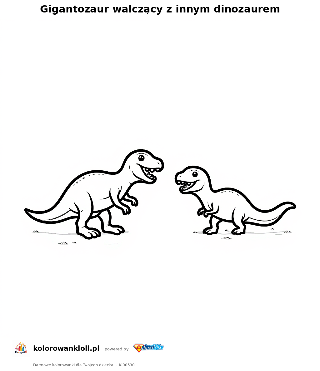 Kolorowanka — Gigantozaur walczący z innym dinozaurem