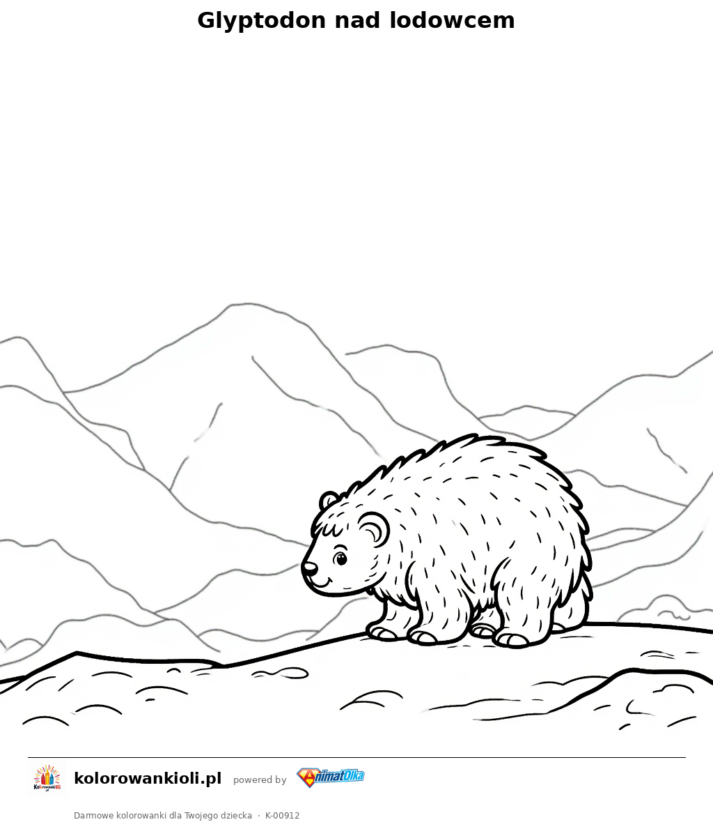 Kolorowanka — Glyptodon nad lodowcem