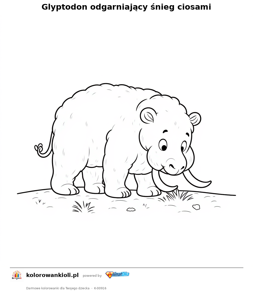 Kolorowanka — Glyptodon odgarniający śnieg ciosami