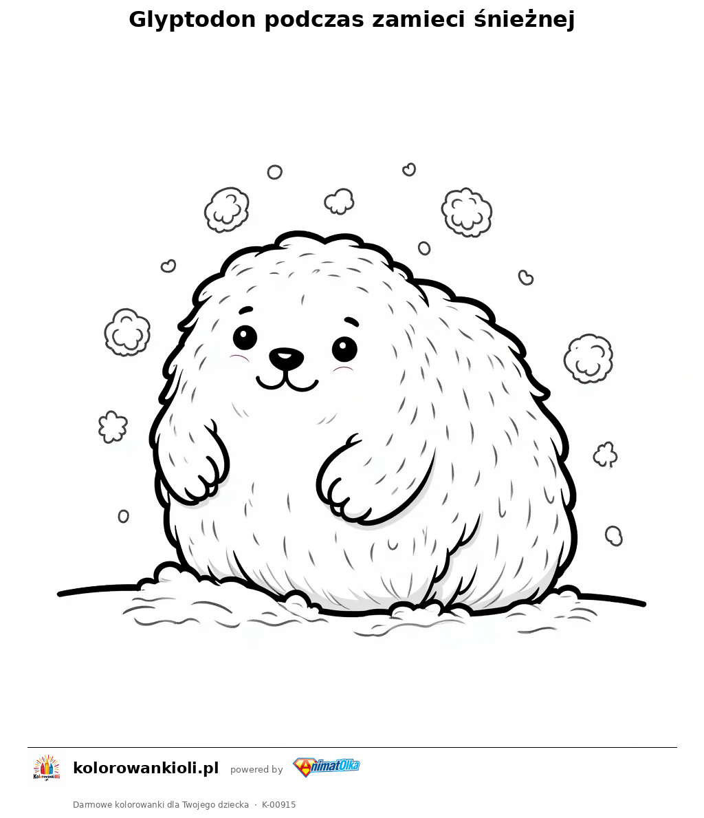 Kolorowanka — Glyptodon podczas zamieci śnieżnej