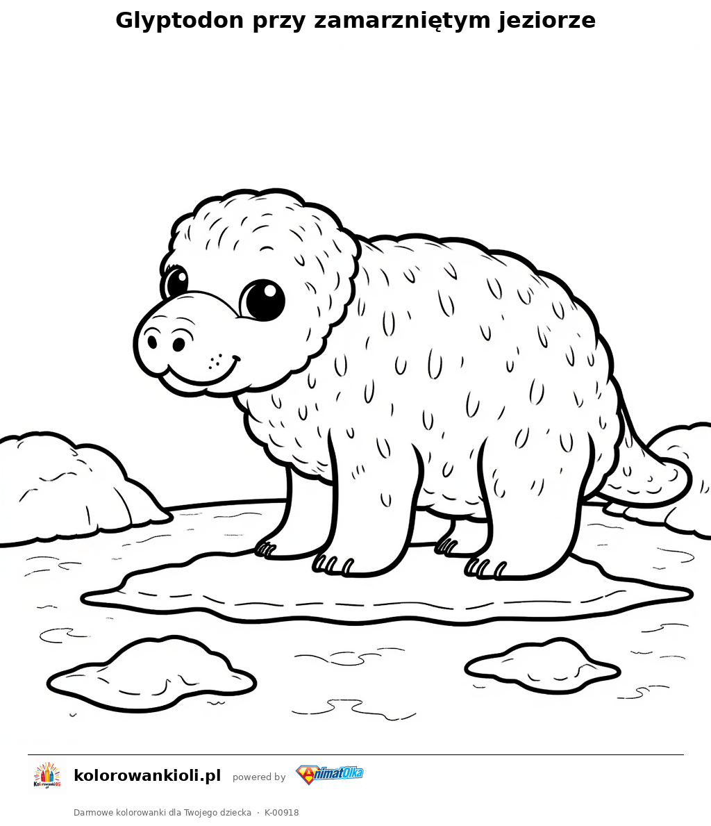 Kolorowanka — Glyptodon przy zamarzniętym jeziorze