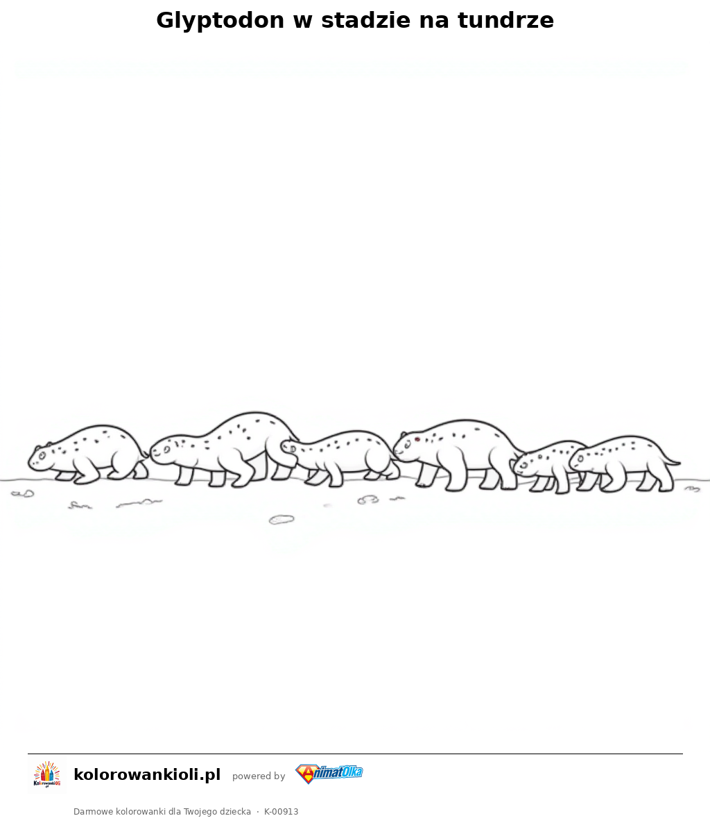 Kolorowanka — Glyptodon w stadzie na tundrze