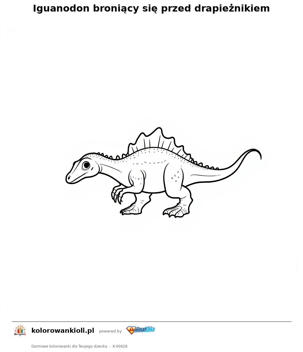 Kolorowanka — Iguanodon broniący się przed drapieżnikiem