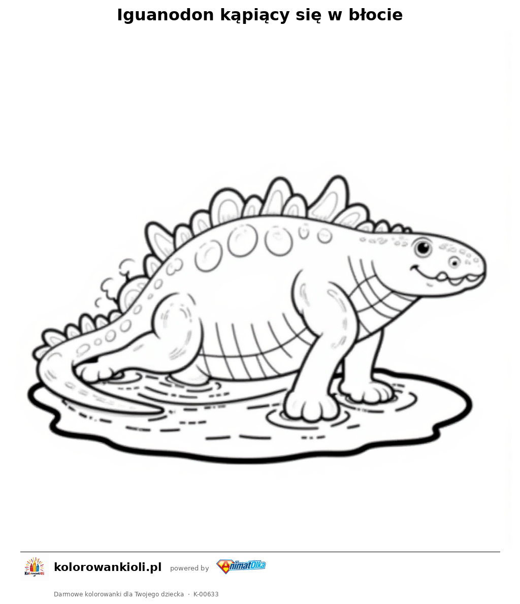 Kolorowanka — Iguanodon kąpiący się w błocie