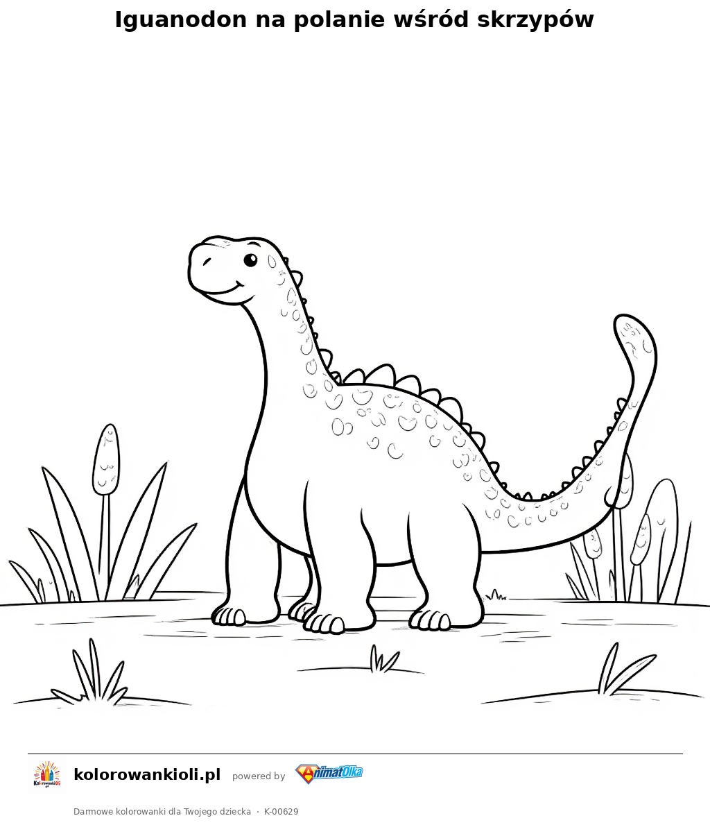 Kolorowanka — Iguanodon na polanie wśród skrzypów