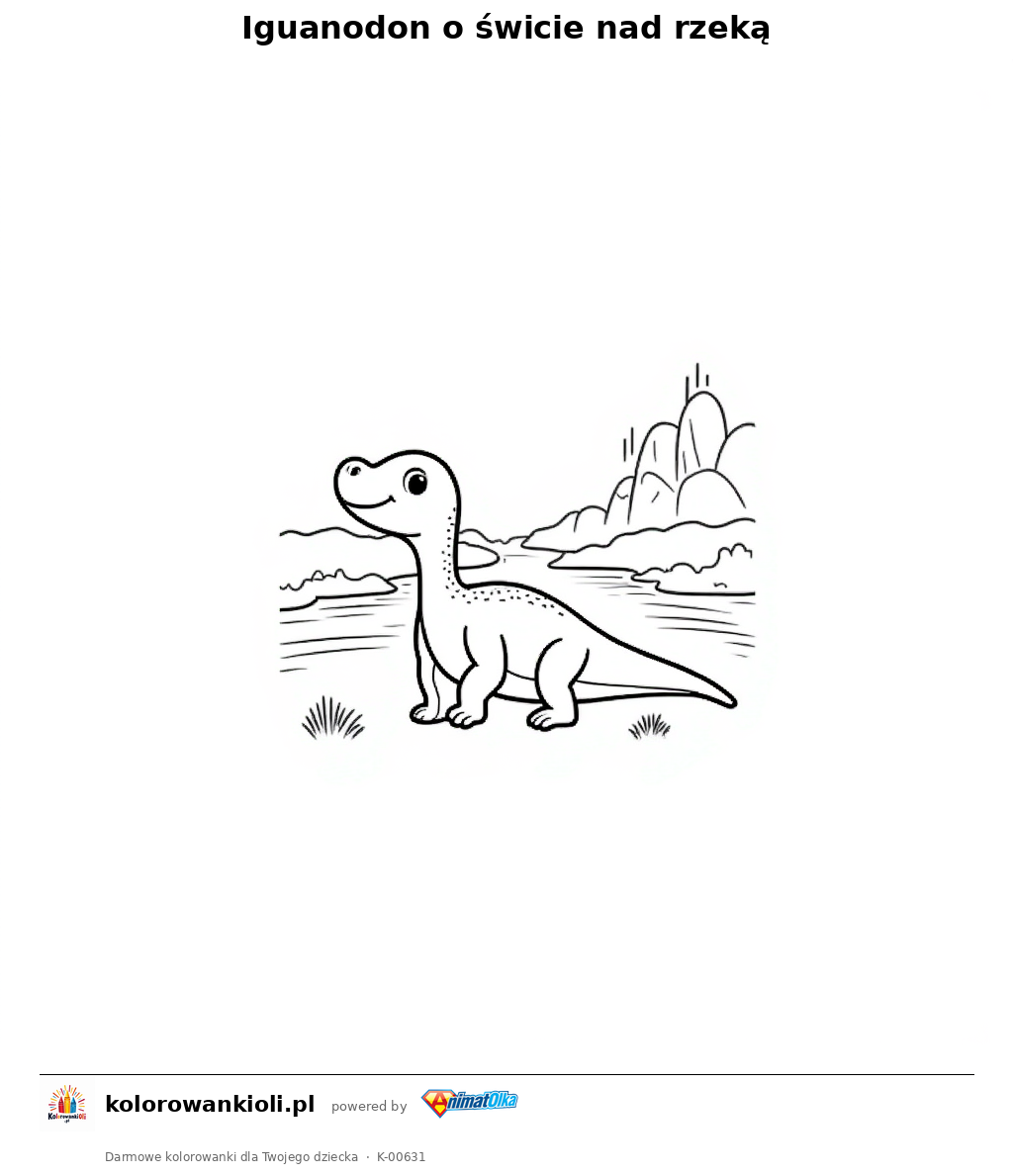 Kolorowanka — Iguanodon o świcie nad rzeką