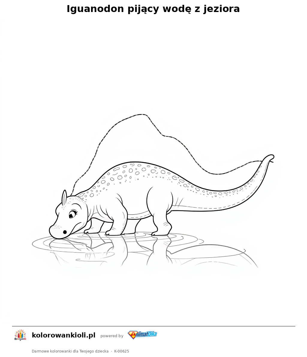 Kolorowanka — Iguanodon pijący wodę z jeziora