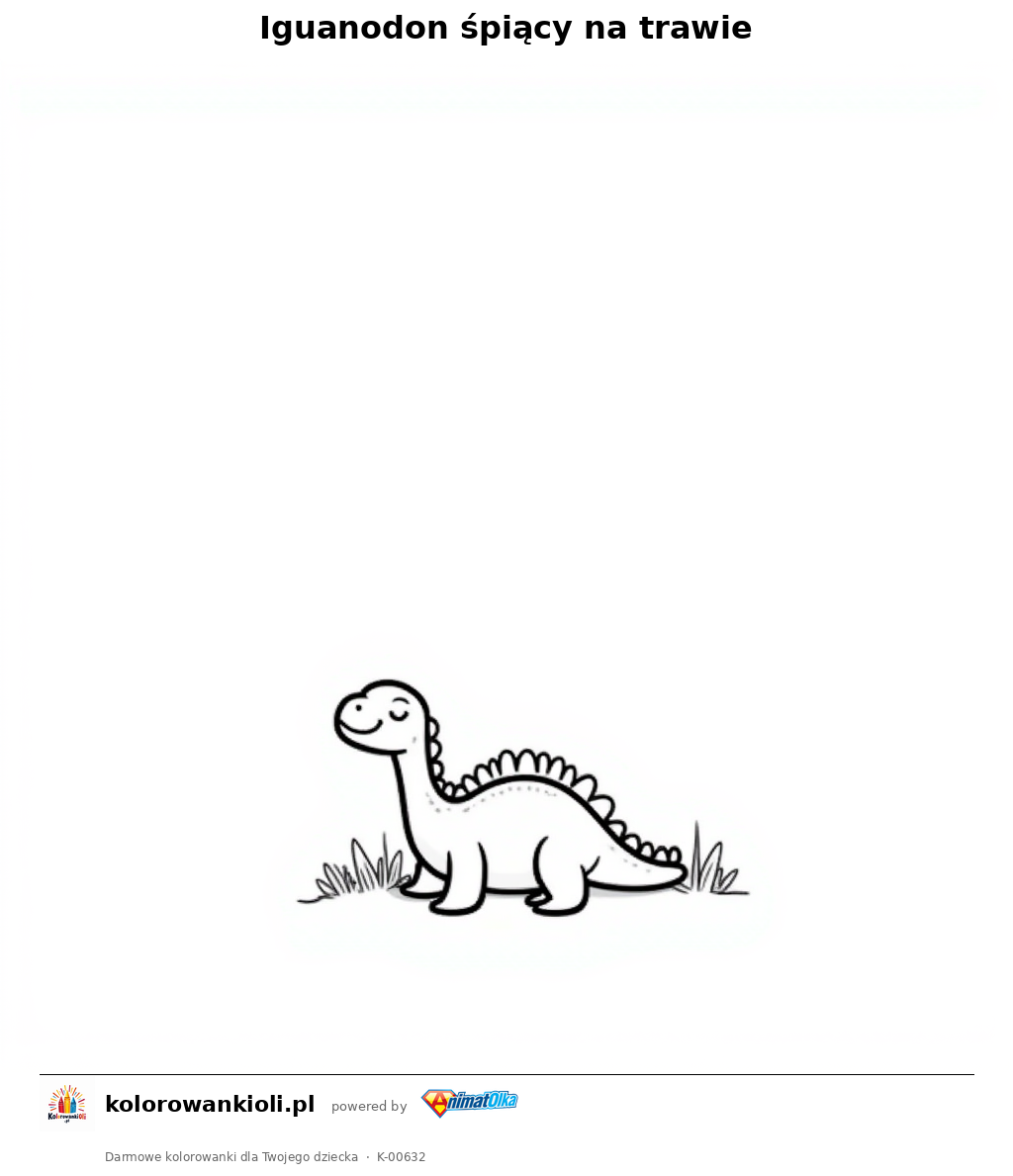 Kolorowanka — Iguanodon śpiący na trawie