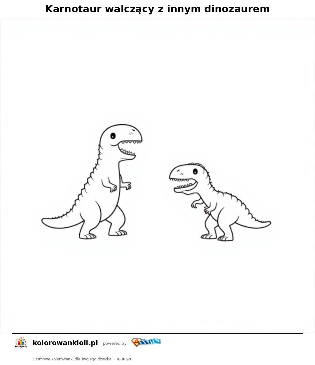 Kolorowanka — Karnotaur walczący z innym dinozaurem