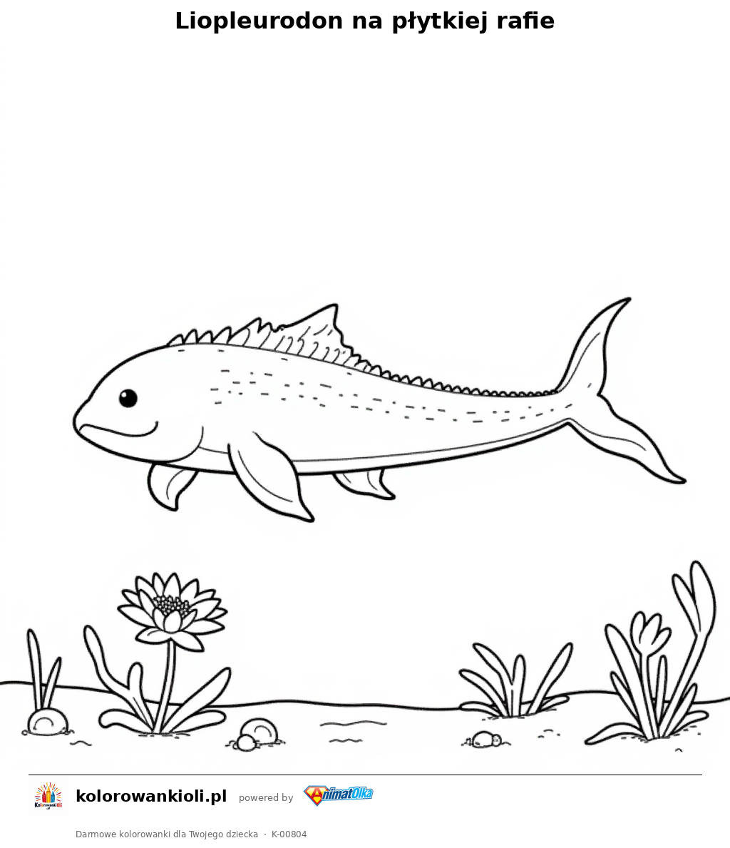 Kolorowanka — Liopleurodon na płytkiej rafie