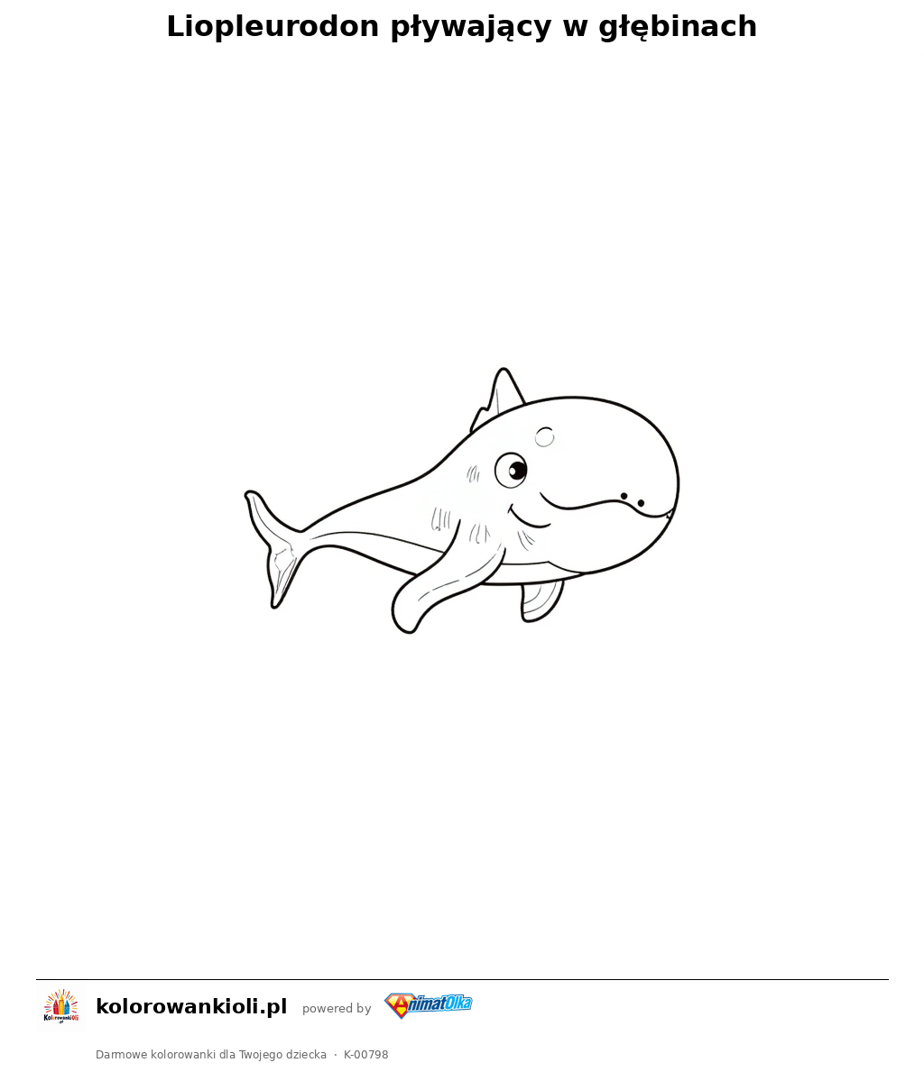 Kolorowanka — Liopleurodon pływający w głębinach