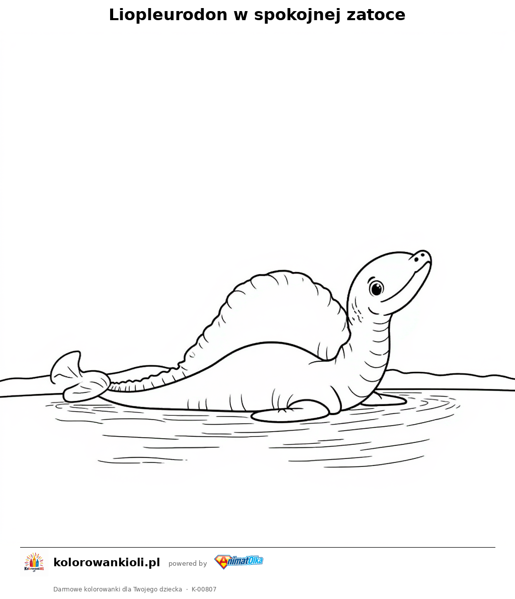 Kolorowanka — Liopleurodon w spokojnej zatoce