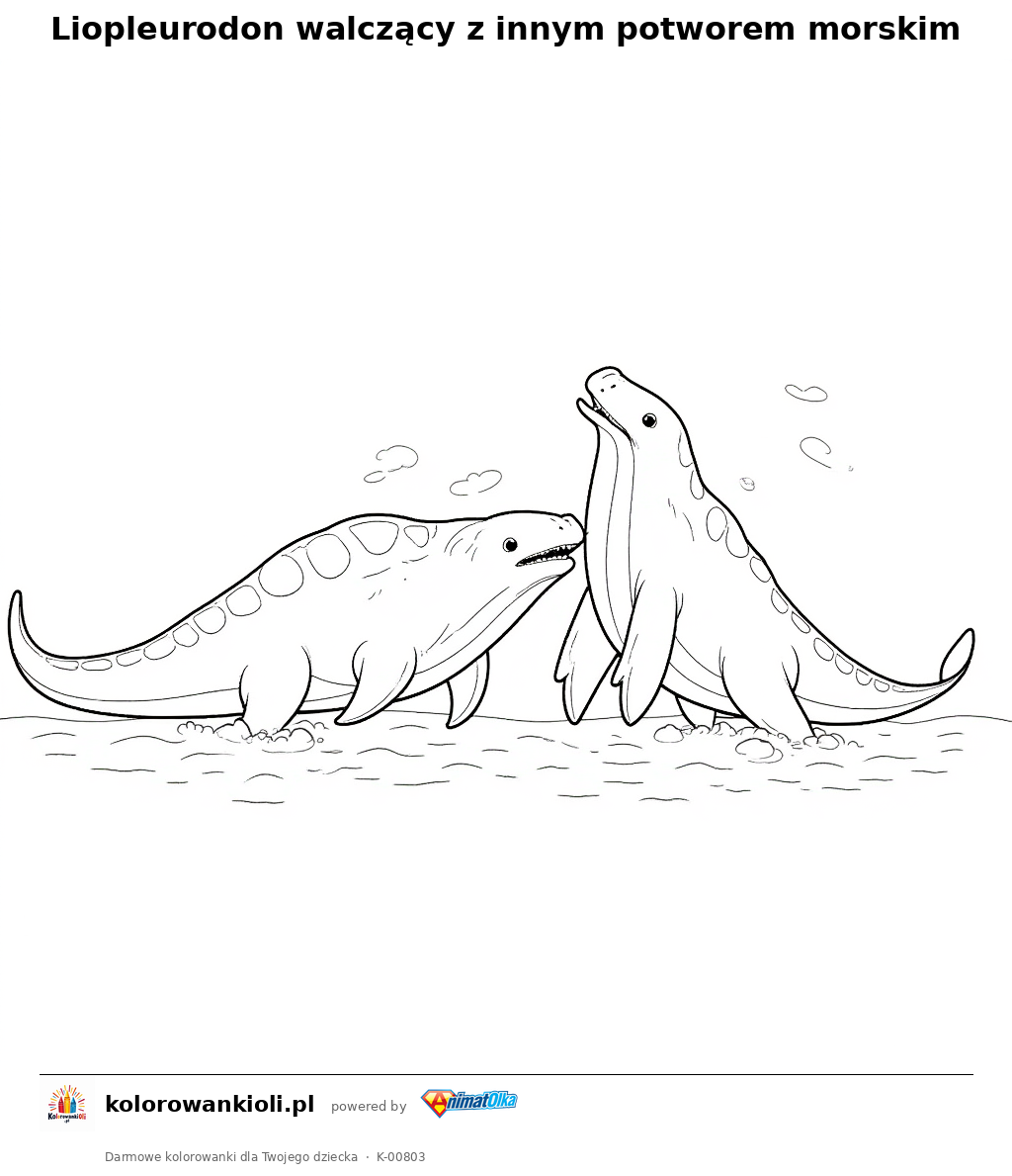 Kolorowanka — Liopleurodon walczący z innym potworem morskim