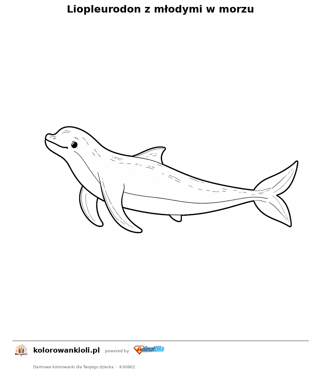 Kolorowanka — Liopleurodon z młodymi w morzu