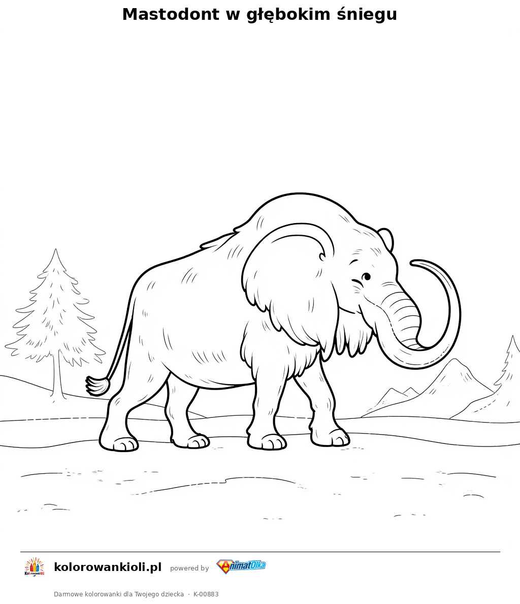 Kolorowanka — Mastodont w głębokim śniegu