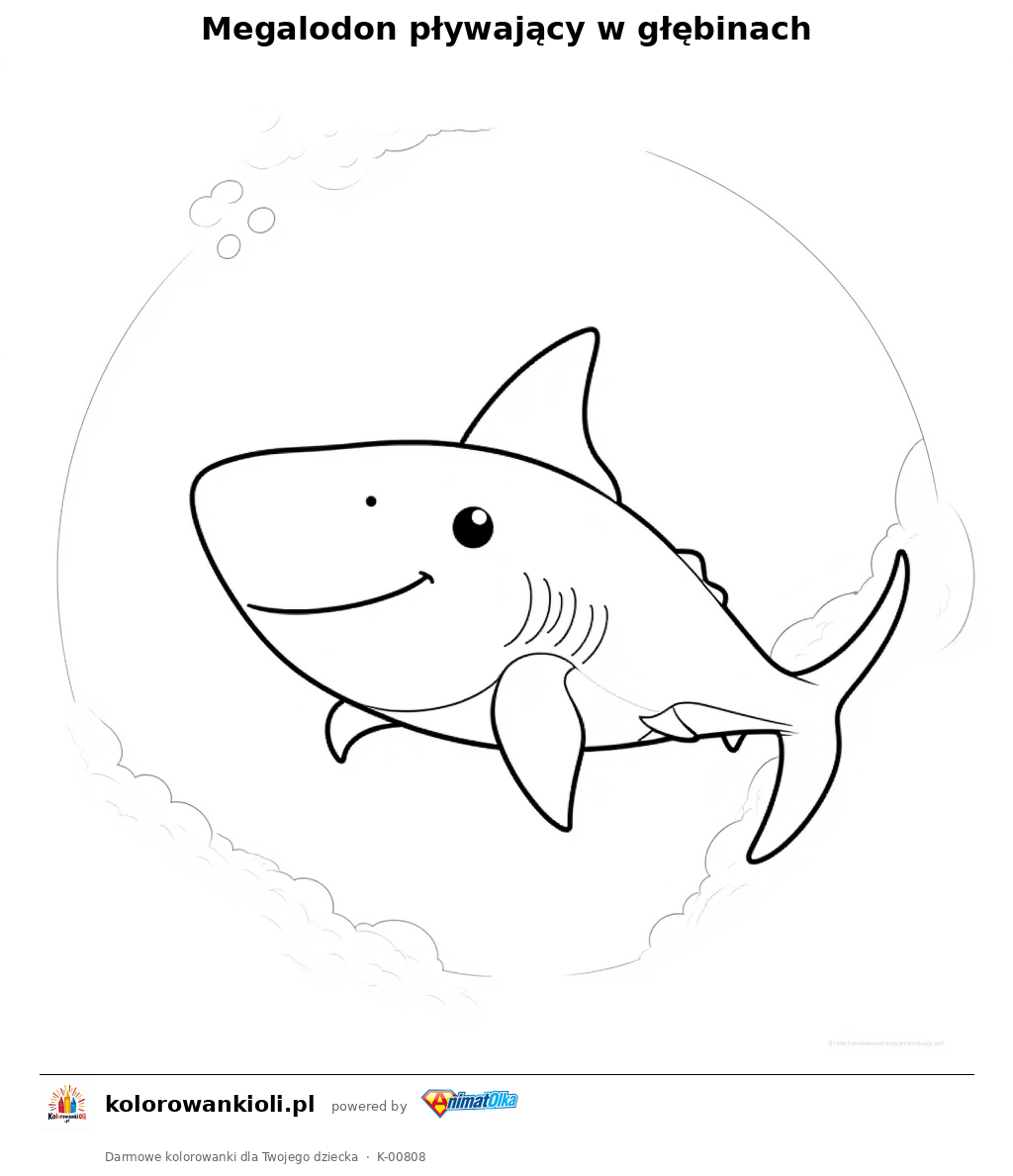 Kolorowanka — Megalodon pływający w głębinach