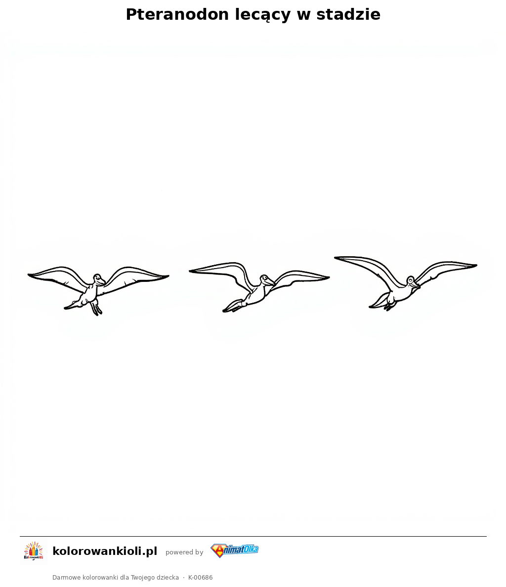 Kolorowanka — Pteranodon lecący w stadzie
