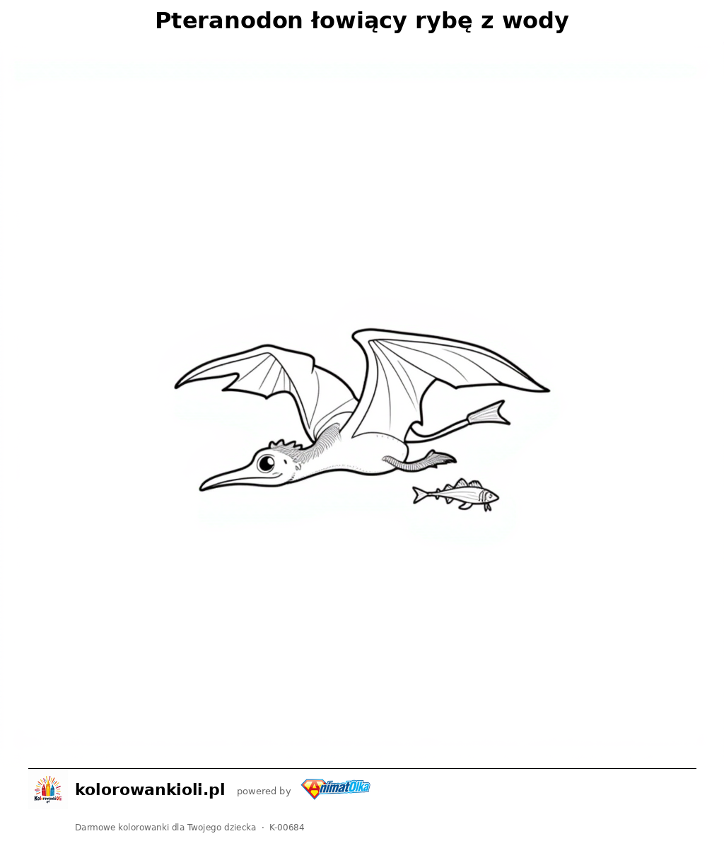 Kolorowanka — Pteranodon łowiący rybę z wody