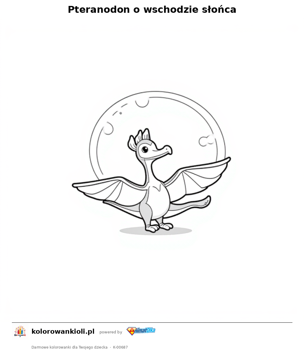 Kolorowanka — Pteranodon o wschodzie słońca