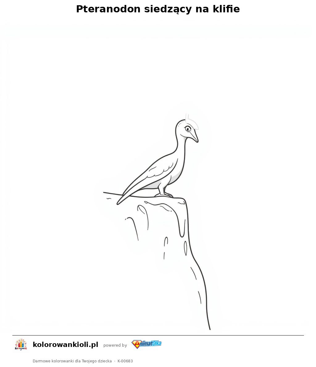 Kolorowanka — Pteranodon siedzący na klifie