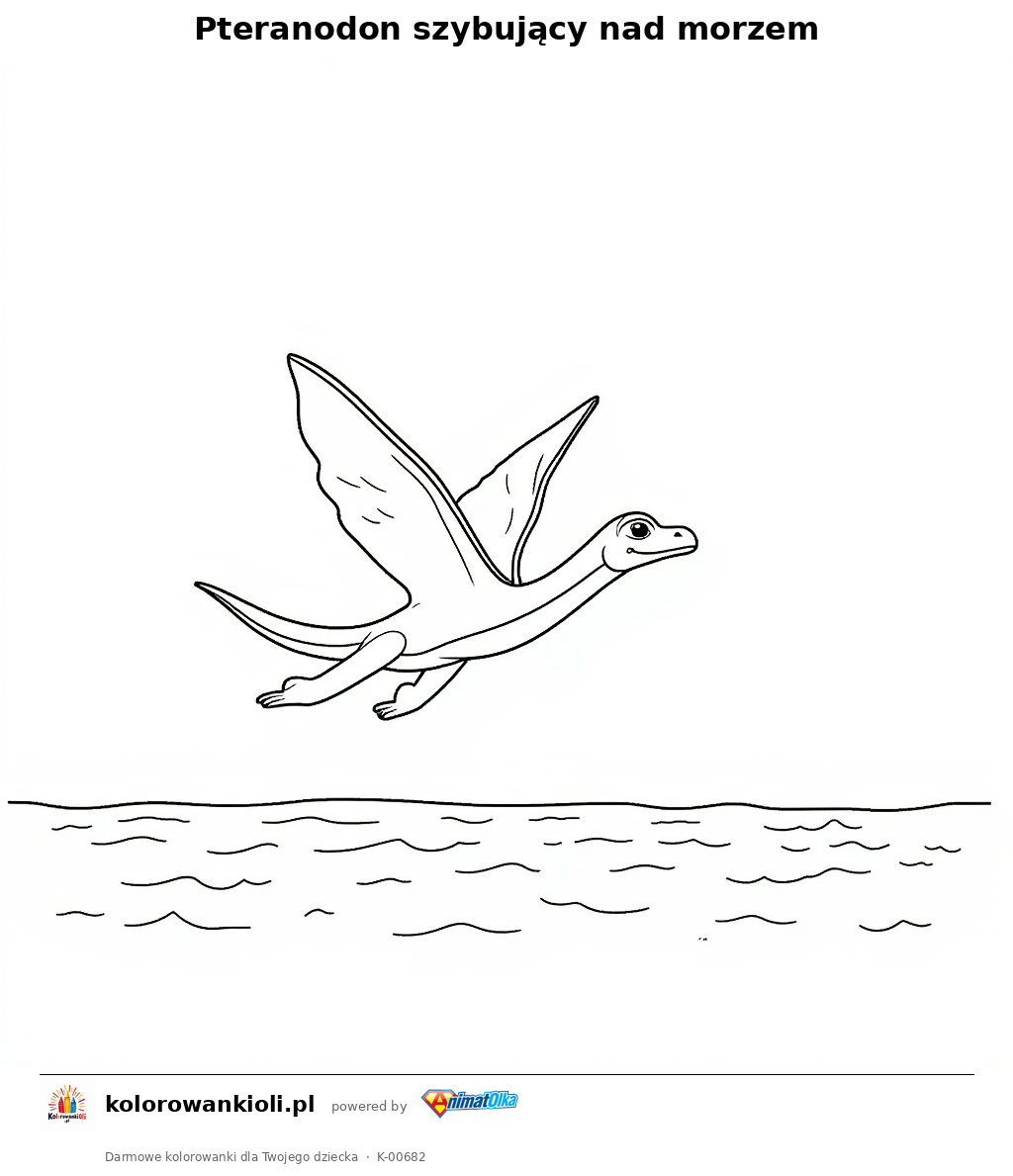 Kolorowanka — Pteranodon szybujący nad morzem