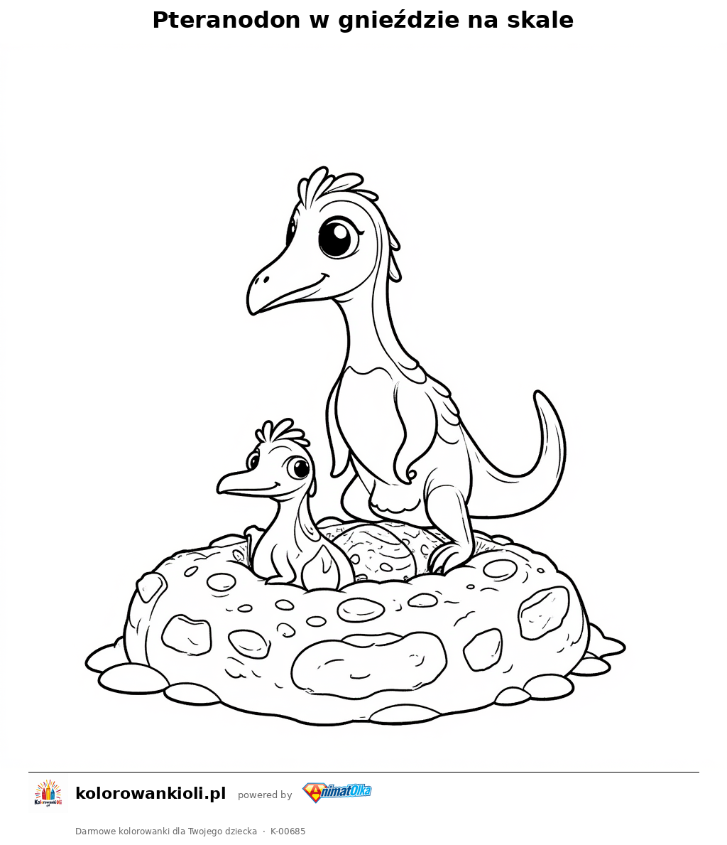 Kolorowanka — Pteranodon w gnieździe na skale