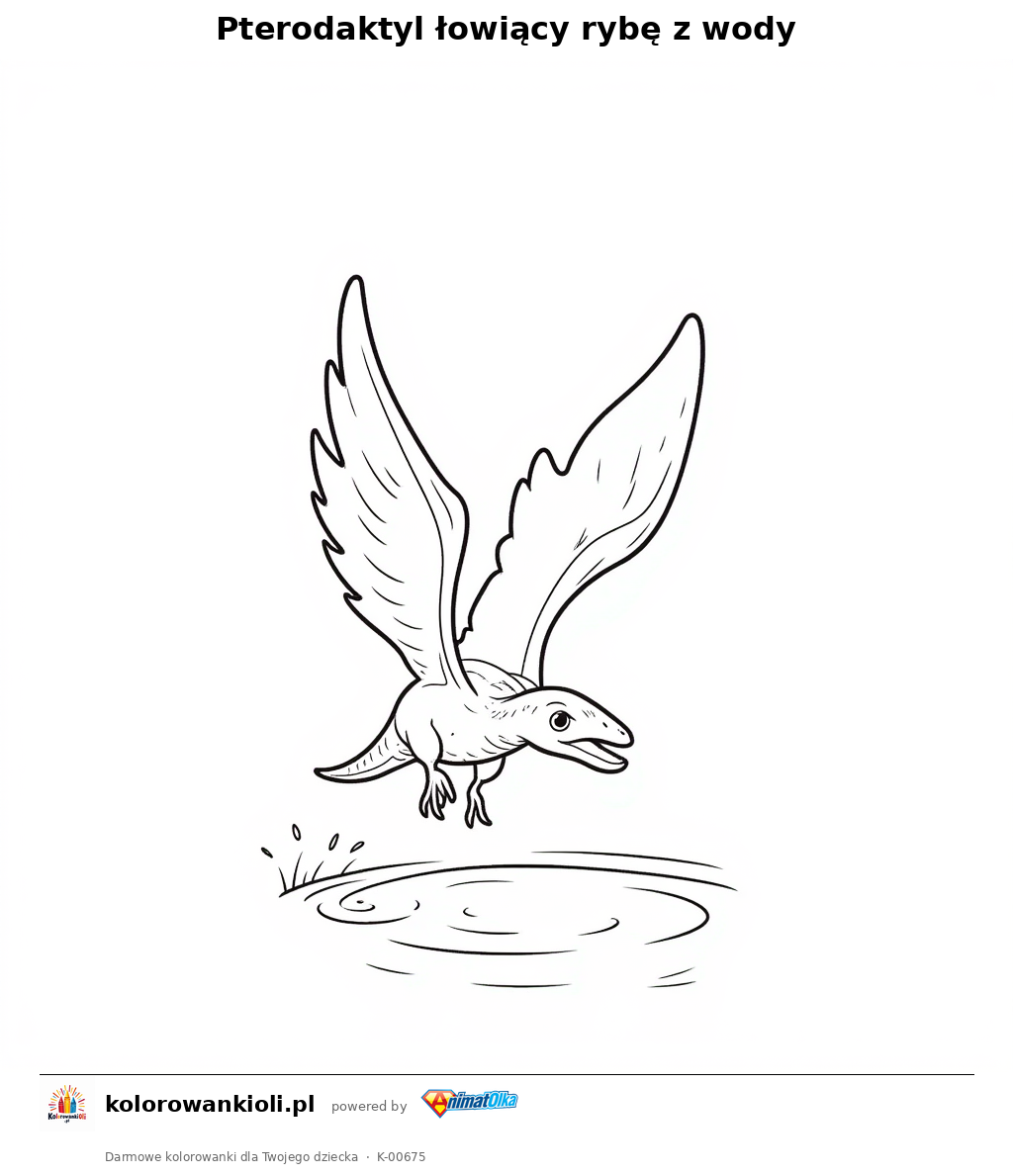 Kolorowanka — Pterodaktyl łowiący rybę z wody