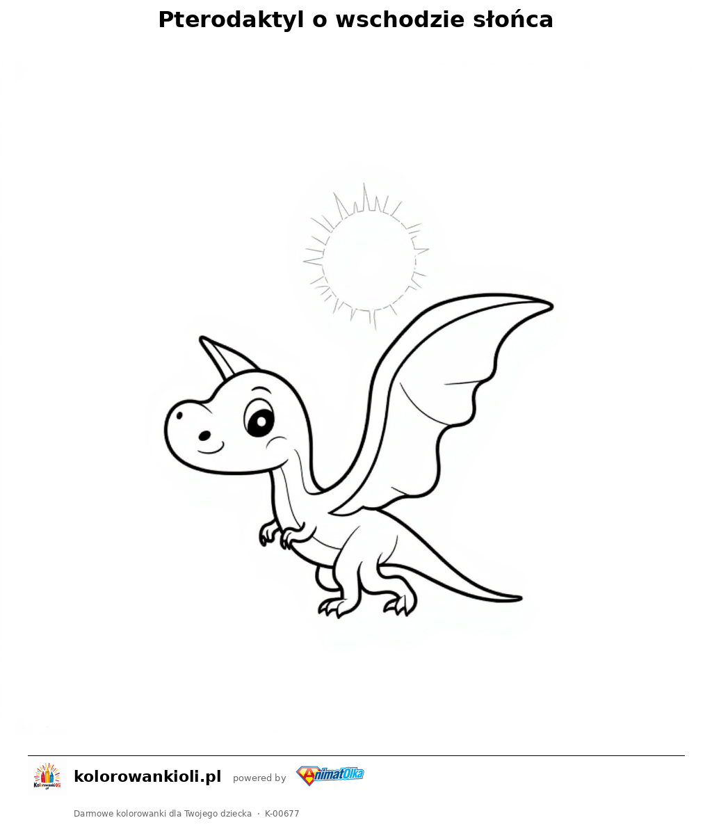 Kolorowanka — Pterodaktyl o wschodzie słońca