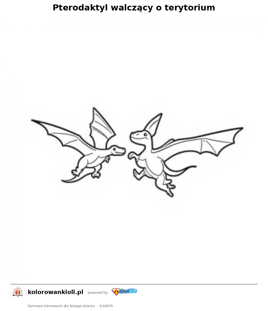Kolorowanka — Pterodaktyl walczący o terytorium