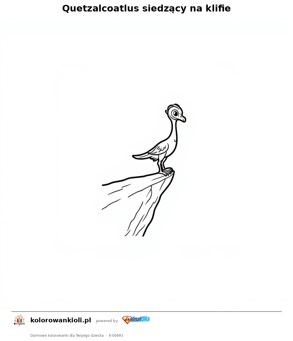 Kolorowanka — Quetzalcoatlus siedzący na klifie