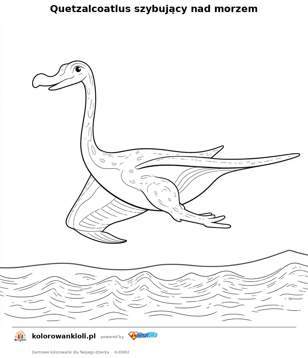 Kolorowanka — Quetzalcoatlus szybujący nad morzem