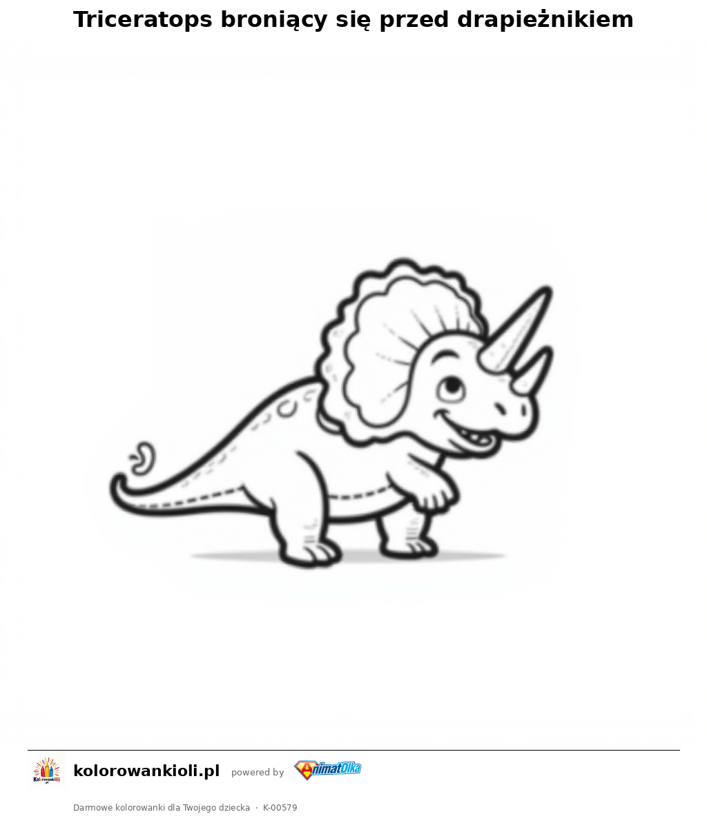 Kolorowanka — Triceratops broniący się przed drapieżnikiem