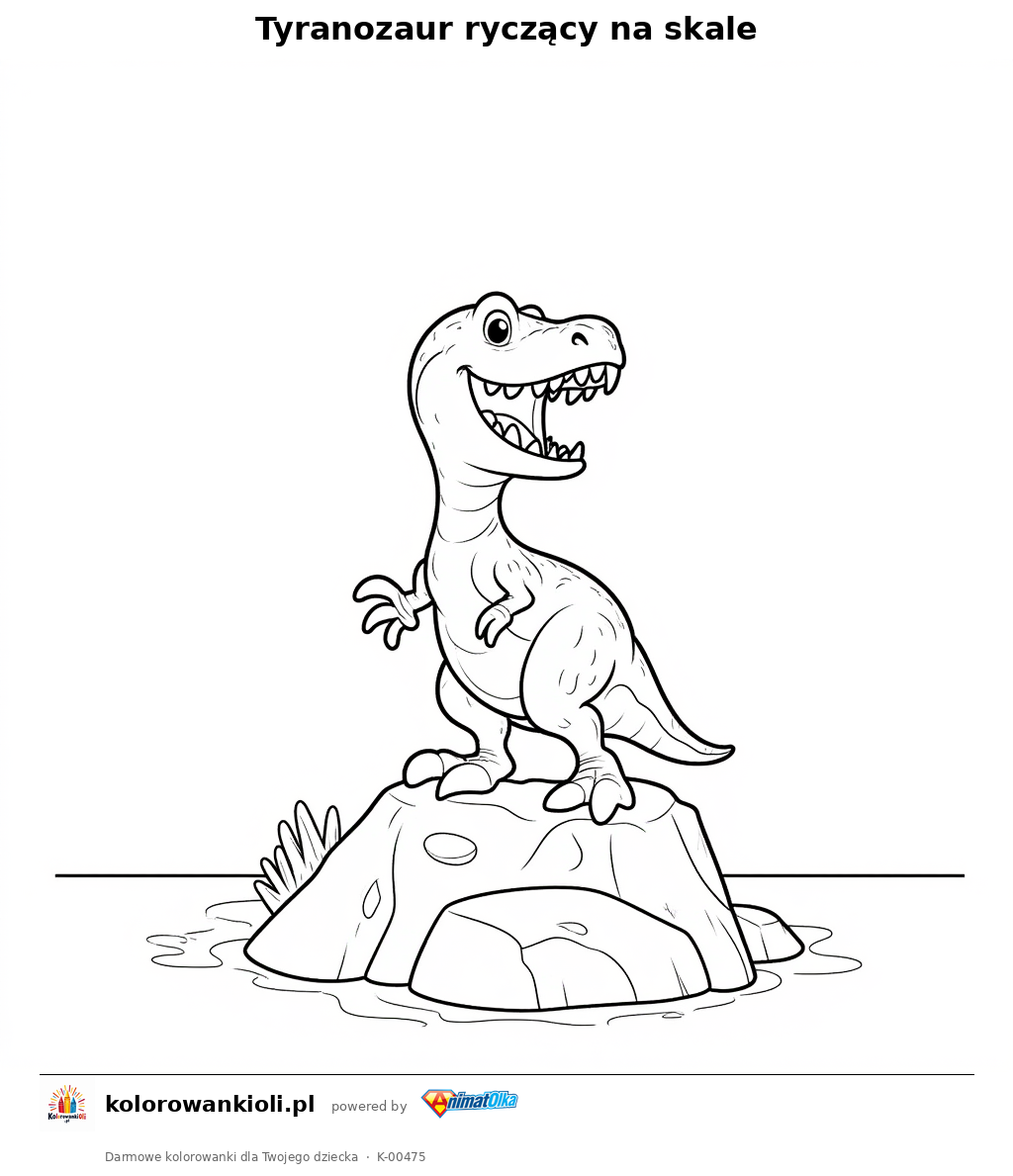 Kolorowanka — Tyranozaur ryczący na skale