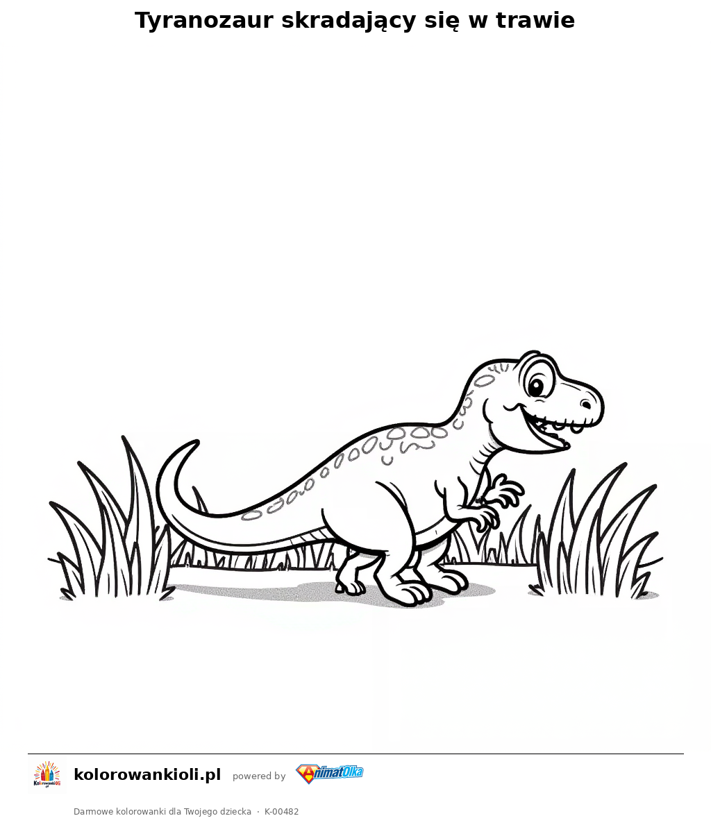 Kolorowanka — Tyranozaur skradający się w trawie