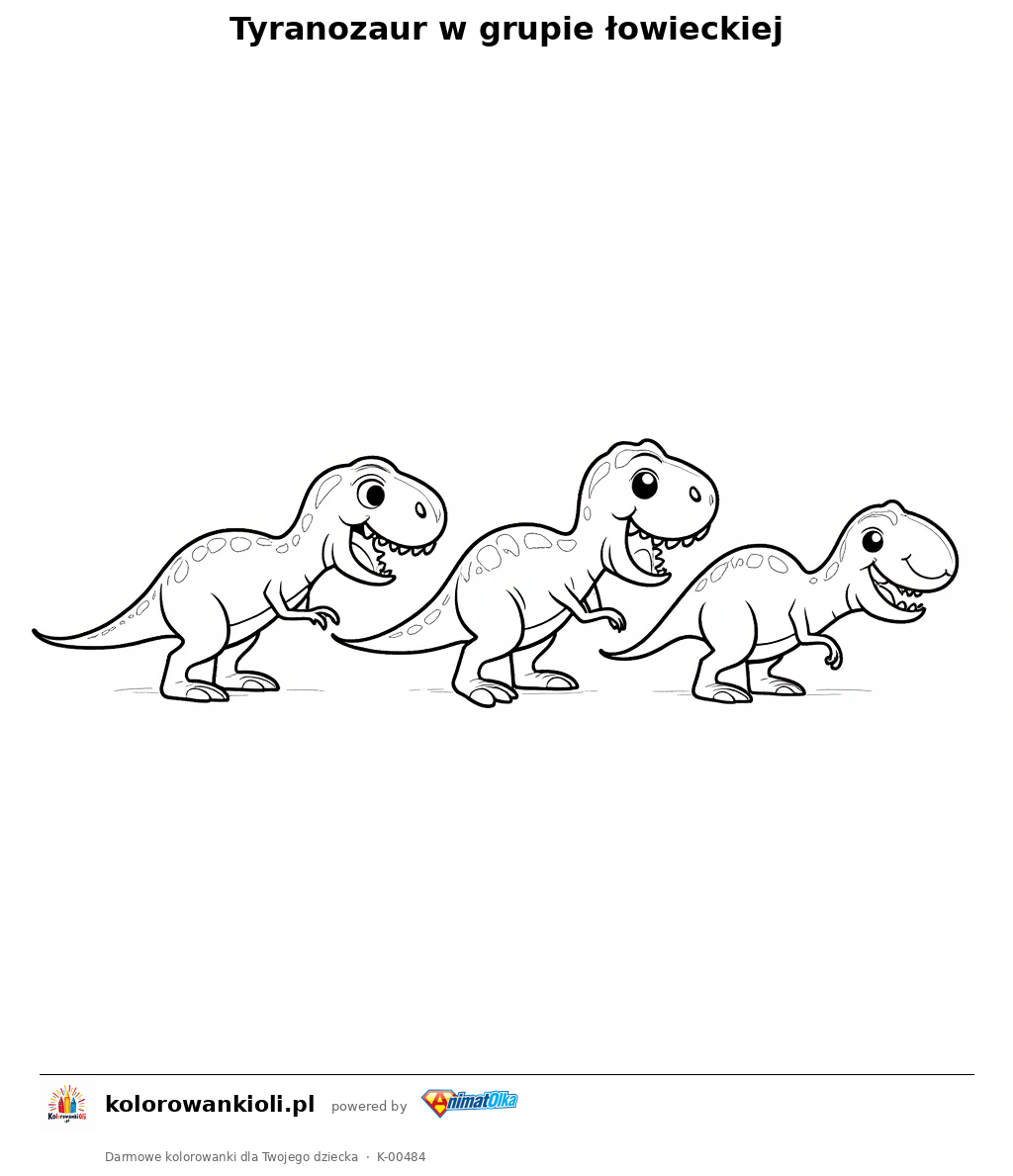 Kolorowanka — Tyranozaur w grupie łowieckiej