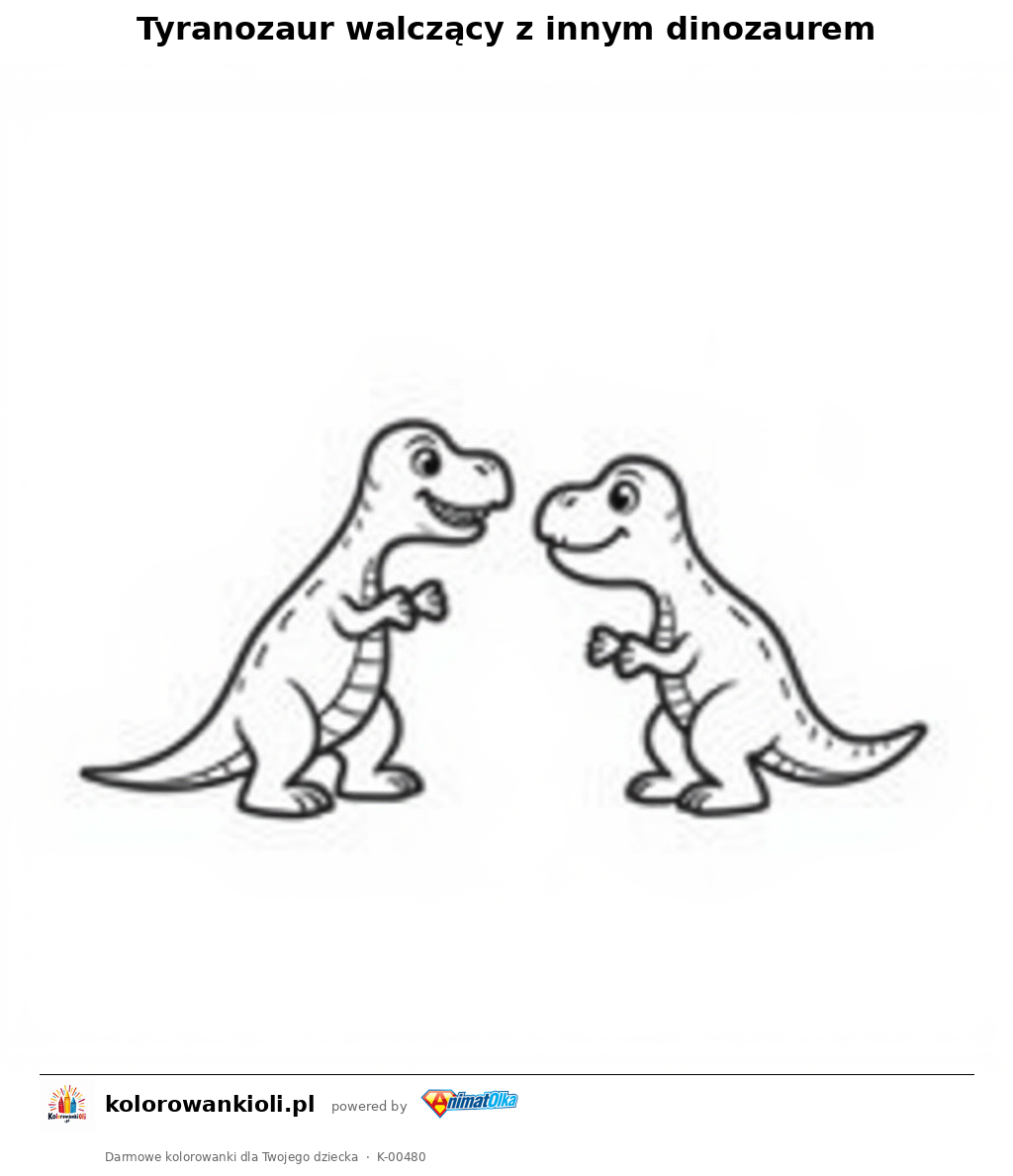Kolorowanka — Tyranozaur walczący z innym dinozaurem