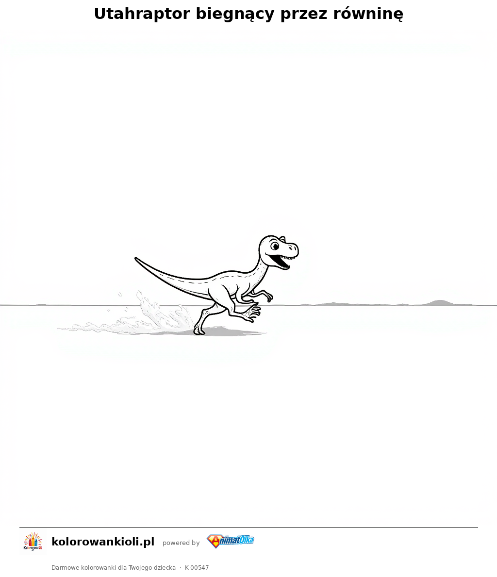 Kolorowanka — Utahraptor biegnący przez równinę