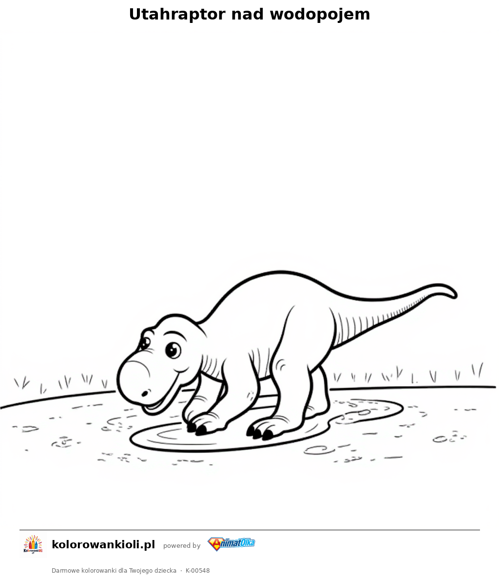 Kolorowanka — Utahraptor nad wodopojem