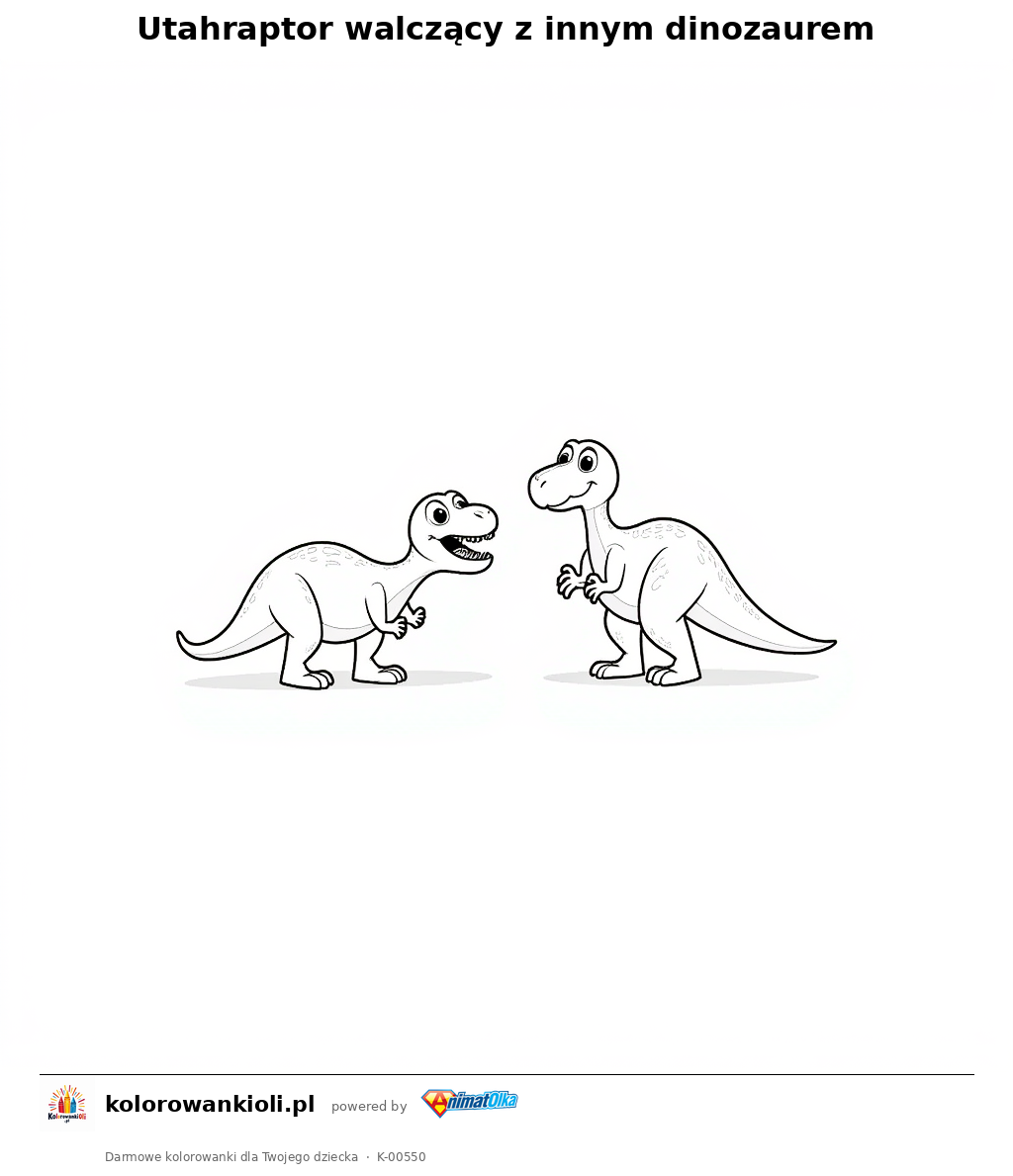 Kolorowanka — Utahraptor walczący z innym dinozaurem